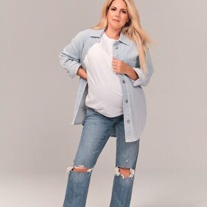Maternity Abercrombie & Fitch Blue Straight Leg Distressed Jeans